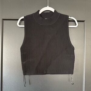 Black Ribbed Sleeveless Top
